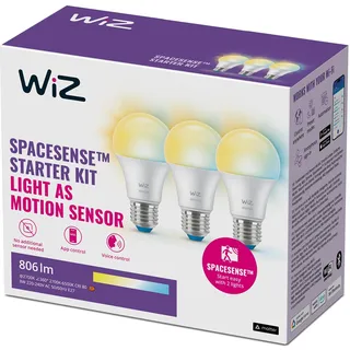 WiZ E27 smarte LED Lampe - 60W E27 Ersatz, 3er-Pack, klassischer Stil mit Weißschattierungen, WLAN/Bluetooth, Sprach- / App-Steuerung, funktioniert mit Google Home, Alexa und HomeKit