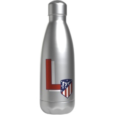 Atlético de Madrid - Wasserflasche aus Edelstahl, luftdicht, mit rotem Buchstaben-Design, 550 ml, Metallfarbe, offizielles Produkt (CyP Brands)