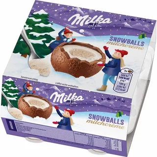 Jacobs Milka Snow Balls Milchcreme 4x28g gefüllte Kugeln Alpenmilch 112g