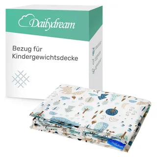 Gewichtsdeckenbezug für Kinder aus 100% Baumwolle, Edition "Wald" - 104x150cm - Gewichtete Decke - Hellblau