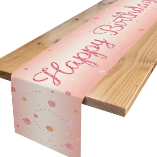 Tischläufer Geburtstag Rosegold, Tischdecke Geburtstag mit Rosegold Konfetti, Happy Birthday Tischläufer zum Geburtstag, Tischdeko Geburtstag für Junge Mädchen Party Geburtstagsdeko, 180 x 35 cm