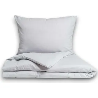 Verlängerte Bettwäsche aus Flanell 140 x 220, 70 x 90 cm, hellgrau