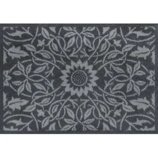 wash+dry FUßMATTE , Blau , Textil , Blume , rechteckig , 60x85 cm , Oeko-Tex® Standard 100 , schmutzabweisend, für Fußbodenheizung geeignet, rutschhemmend, pflegeleicht , Teppiche und Böden, Schmutzfangmatten, Fußmatten