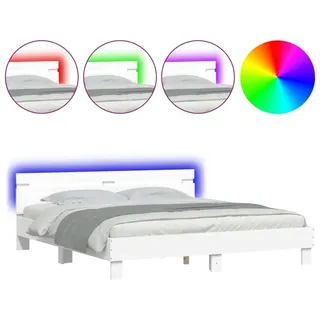 vidaXL Bettgestell mit Kopfteil und LED-Beleuchtung Weiß 180x200 cm - Weiß