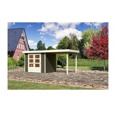 Karibu Holz-Gartenhaus Raala Terragrau Pultdach Lackiert 238 cm x 213 cm