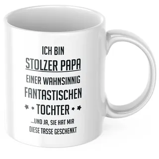 geschenke-fabrik.de Tasse mit Spruch Ich bin stolzer Papa... als Geschenk von Tochter zum Geburtstag, Vatertag oder zu Weihnachten