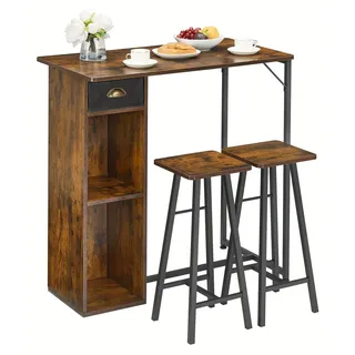 Bar-Tisch-Set | Retro-Bistro-Set mit Ablagefläche | Kompakter Esstisch für kleine Räume