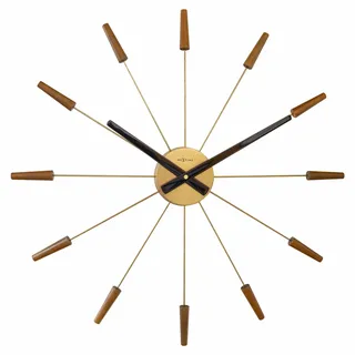 NeXtime Große Wanduhr, 58 cm, Silencieux-Walnuss-Holz/Edelstahl, Braun, One Size, 2610BR