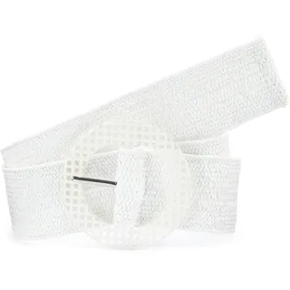 Taillengürtel LASCANA "Stretchgürtel, Bauchgürtel, Gürtel für Kleid & Overall, Sommergürtel", Damen, Gr. 95, weiß, Synthetik, Gürtel Taillengürtel, in moderner Bast-Optik mit Shaping-Effekt dank elastischem Material, Topseller