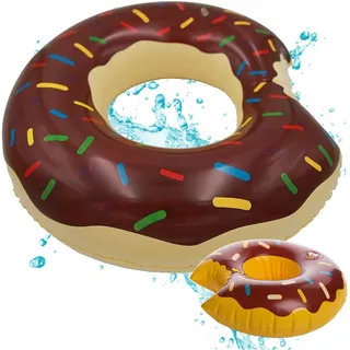 Donut Schwimmreifen Schwimmring - ca. 120 cm Luftmatratze für Pool & Wasser - Kinder & Erwachsene & 1x Getränkehalter aufblasbar (1x Braun)