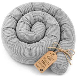 Totsy Baby Seitenschläferkissen Bettschlange Body Pillow 200 cm Cordstoff - Kopfkissen lang Bettrolle Schlafkissen Nackenrolle Zertifikat Oeko-Tex Grau C