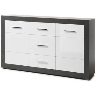 furn.design Sideboard weiß Hochglanz grau Kommode 164 x 97 cm, - Weiß, Grau