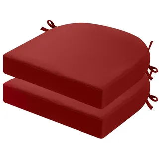 PRIMEPATIO Sitzkissen Outdoor 45x45, 2er Set Wasserdicht mit Bändern | Wasserdichtes Stuhlkissen für Gartenmöbel und Terrassenstühle, Polsterung für Balkon Terrasse und Außenbereich Ziegelrot