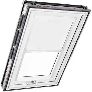 Original Roto Verdunkelungsrollo ZRV - Nahezu vollständige Verdunkelung - Führungsschiene Weiß - Dachfenster Baureihe Designo R6/R8, i8 und Classic 64/84 - Größe 054/118 | 05/11 - Stofffarbe Weiß