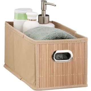 Relaxdays Aufbewahrungskorb Bambus rechteckig faltbar 15 x 25 x 3 cm beige