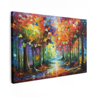 MuchoWow Leinwandbild Landschaft - Wald - Farben - Natur Wanddeko 90x60 cm , Textil , Rechteckig , 90x60 cm , FSC 100% , gerahmt , Bilder & Rahmen, Bilder, Leinwandbilder
