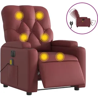 vidaXL Massagesessel Elektrisch Weinrot Kunstleder - Rot