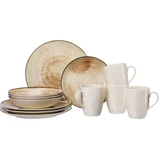 Ritzenhoff Breker Kombiservice , Beigebraun , Keramik , 12-teilig , 310 ml,310 ml , 31x28x34 cm , Geschirr, Geschirrsets, Kombiservice