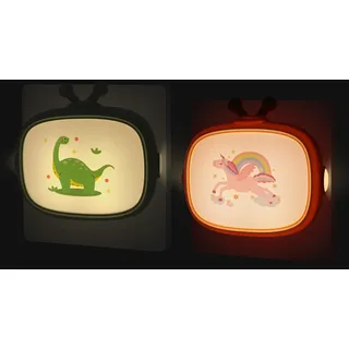 Annmore Nachtlicht Steckdose Kinder, Motiv Einhorn Dinosaurier, 2 Stück | Dämmerungssensor, Stilllicht, Babyzimmer Deko, Einschlafhilfe, Geschenk Neugeborenes