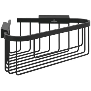 Villeroy & Boch Elements - Tender Eck-Duschkorb, Duschablage Ecke für Wandmontage, Eck-Duschregal aus Zink, Zubehör Dusche, 260 x 206 x 82 mm, Matt Black