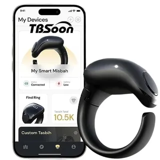 TBSoon Fashion Prayer Tasbih Smart Ring,Modischer Tasbih-Smartring mit Tasbih-Zählern,Gebetsrichtungsanzeige,5 Azan-Wecker,Vergebung, elektronischer Rosenkranz,Eid al-Fitr Eid al-Adha Ramadan Geschenk