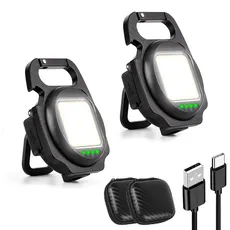 DKIIL NOIYB Mini Superhell LED Inspektionsleuchten Mit Aufbewahrungsbox, USB Handleuchte Wiederaufladbare Arbeitslampe, Taschenlampe für Reparatur, Notfall, Camping Lampe (A-2PCS), B-(2PCS), Schwarz