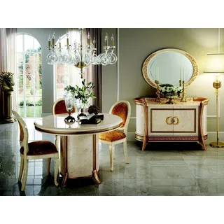 arredoclassicTM Luxus Klasse Möbel Esszimmer Rund Tisch Esstisch + 4 Stühle Neu - Beige