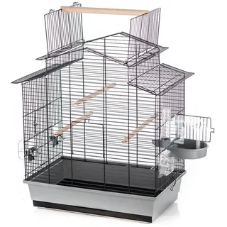 Duvo+ Vogelkäfig Iza 3 58 x 38 x 65 cm grau/schwarz