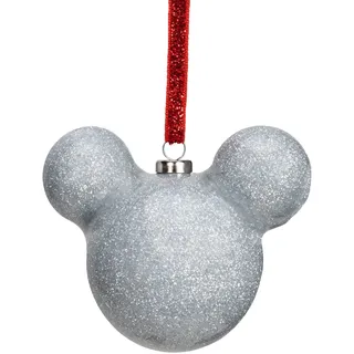 Disney 60mm Christbaumkugel Glitzer Form Dekoration - Mickey Mouse Silber