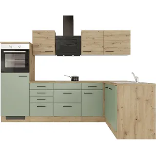 Flex-Well Winkelküche L-Form 280 x 170 cm Schilfgrün matt