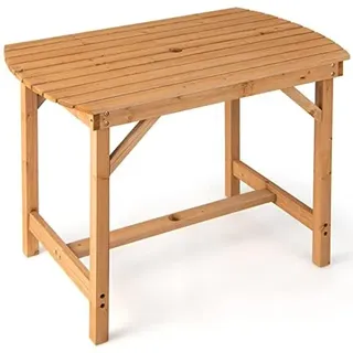 Costway Gartentisch 100 x 60 x 75 cm Naturbelassen/Beige