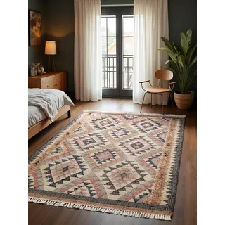 ELLE DECORATION Kelim Parsa Juteteppich 160 x 230 cm Creme Multifarben