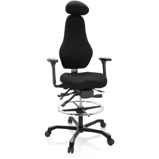hjh OFFICE 608993 XXL Arbeitsstuhl RESISTIO Work ergonomischer Bürostuhl mit Ring-Fußstütze, Schwarz