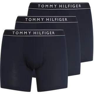 Boxer "3P BOXER BRIEF DTM", Herren, Gr. S (48), 3 Stk., blau (des sky, des sky, des sky), Jersey, Obermaterial: 95% Baumwolle, 5% Elasthan, TOMMY HILFIGER UNDERWEAR, unifarben, körpernah, Unterhosen Boxer, mit Logobund