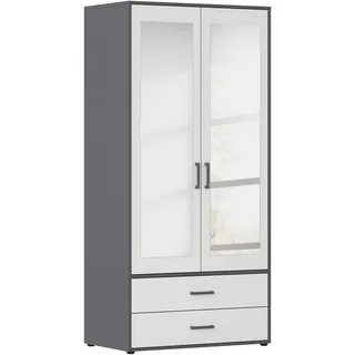 Rauch Drehtürenschrank VOYAGER 93 x 194 x 53 cm Graumetallic/Alpinweiß