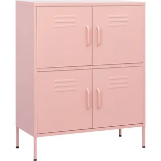 vidaXL Lagerschrank mit 2 Regalfächern Stahlschrank Sideboard Kommode Anrichte Schrank Beistellschrank Mehrzweckschrank Rosa 80x35x101,5cm Stahl