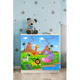 Kinderkommode mit Schubladen Safari in der Farbe Weiß Babydreams - Weiß