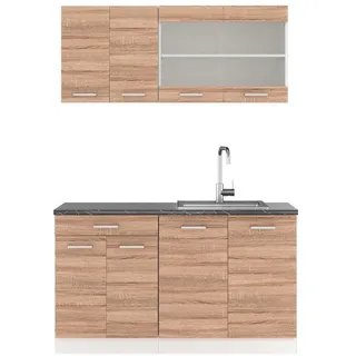 Vicco Küchenzeile R-Line 140 cm Sonoma/Weiß