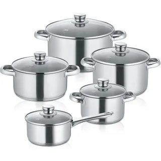 Kochtopfset 5-teilig cm, Edelstahl, poliert - New Roma
