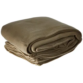 Poyet Motte poleco Fleecedecke Polyester Taupe, Polyester, Taupe, 240 x 220 cm