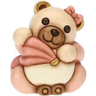 THUN - Teddy mit Babybett für Sie - Gastgeschenke, Gastgeschenke, Taufe - Handbemalte Keramik - 6 x 5 x 6,7 cm h