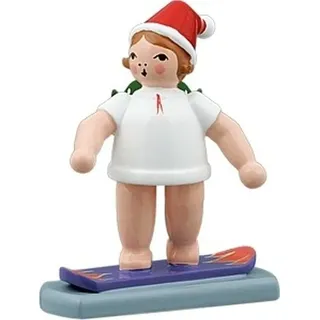 Engelfigur Engel auf Snowboard mit Krone Höhe ca 6 cm NEU Holzengel Erzgebirge