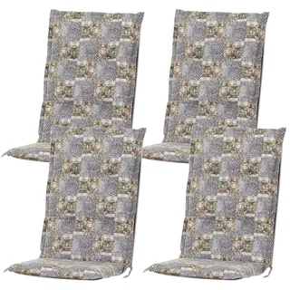 4x Auflage Hochlehner Gartenstuhl 120x48 Sitzauflage Gartenstuhlauflage Mosaik