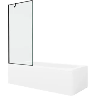 Mexen Vega rechteckige Badewanne 180 x 80 cm mit Verkleidung und 1-flügeligem Paravent 80 cm, schwarzes Muster - 550118080X9508?