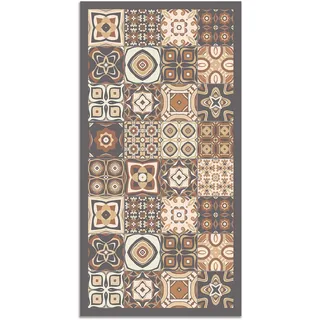 Panorama Vinylteppich - Modell Vynilteppich Hydraulic Fliesen 3 Braun Farbe - 40x80 cm - Verschiedene Größen - Deko Küche, Läufer und Outdoor