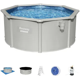 Bestway Pool SET 56566 , Blau, Grau , Metall, Kunststoff , Kreise , 120 cm , Freizeit & Co, Pools & Wasserspass, Aufstellpools