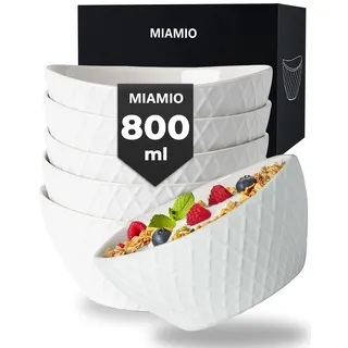 MIAMIO – 6 x 800 ml – Schüssel Set/Müslischalen Set – Moderne Schüsseln Matt – Bowls Set groß – Palmanova Kollektion (Weiß)