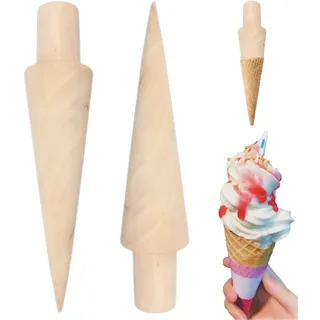 2 Stück Hörnchenformer Holz Waffelkegel Roller Waffelhorn Eiswaffelformer | Holz Waffel Hörnchen Former für die Herstellung von DIY-Waffeln und Eistüten
