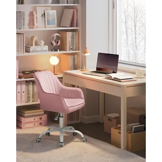 SONGMICS Schreibtischstuhl mit Samtbezug, höhenverstellbar, für Schminktisch, pastellrosa - Rosa
