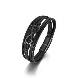 Zysta Lederarmband Herren Unendlichkeitszeichen Armband Infinity Wickelarmband MIT Magnetverschluss - Geschenk für Männer (Silber)